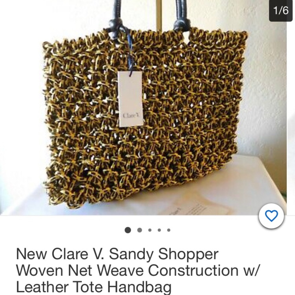 NWT Clare V Black and Gold Sandy Tote